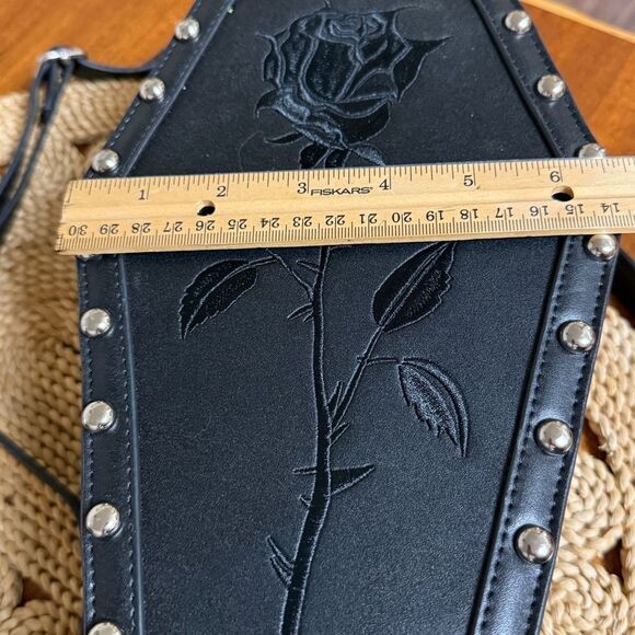 NWOT Dolls Kill Widow Vegan Leather ROSE RESURRECTION COFFIN BACKPACK Black main image 13